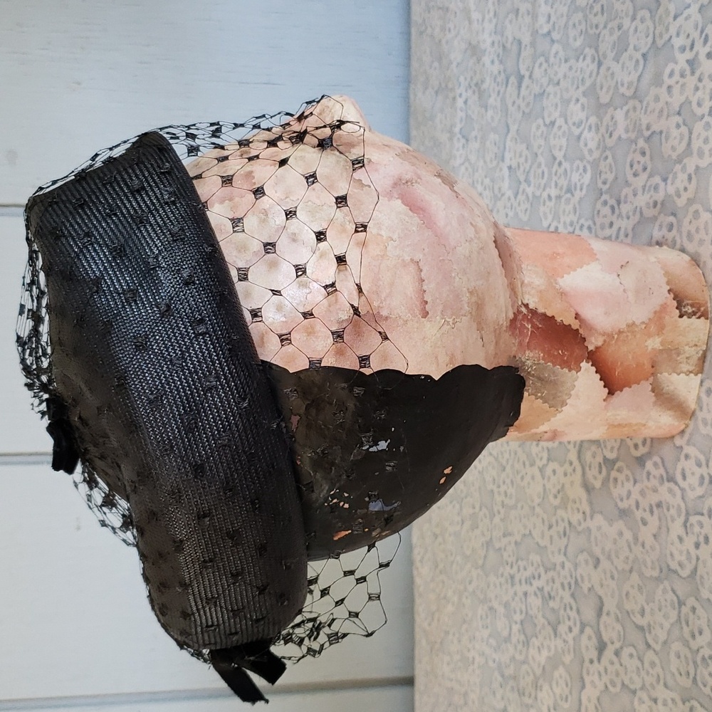 Vintage Hat Black Hat Tule